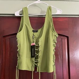 Corset green tie up top.